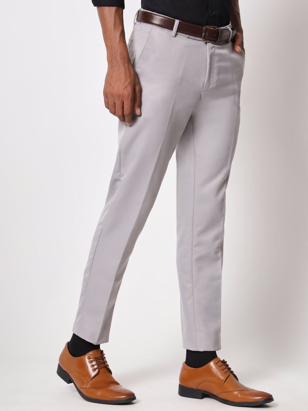 Decible Polyster Blend FormalTrousers For Man |formal pants light grey |light  grey pant | trousers for men | office pant |